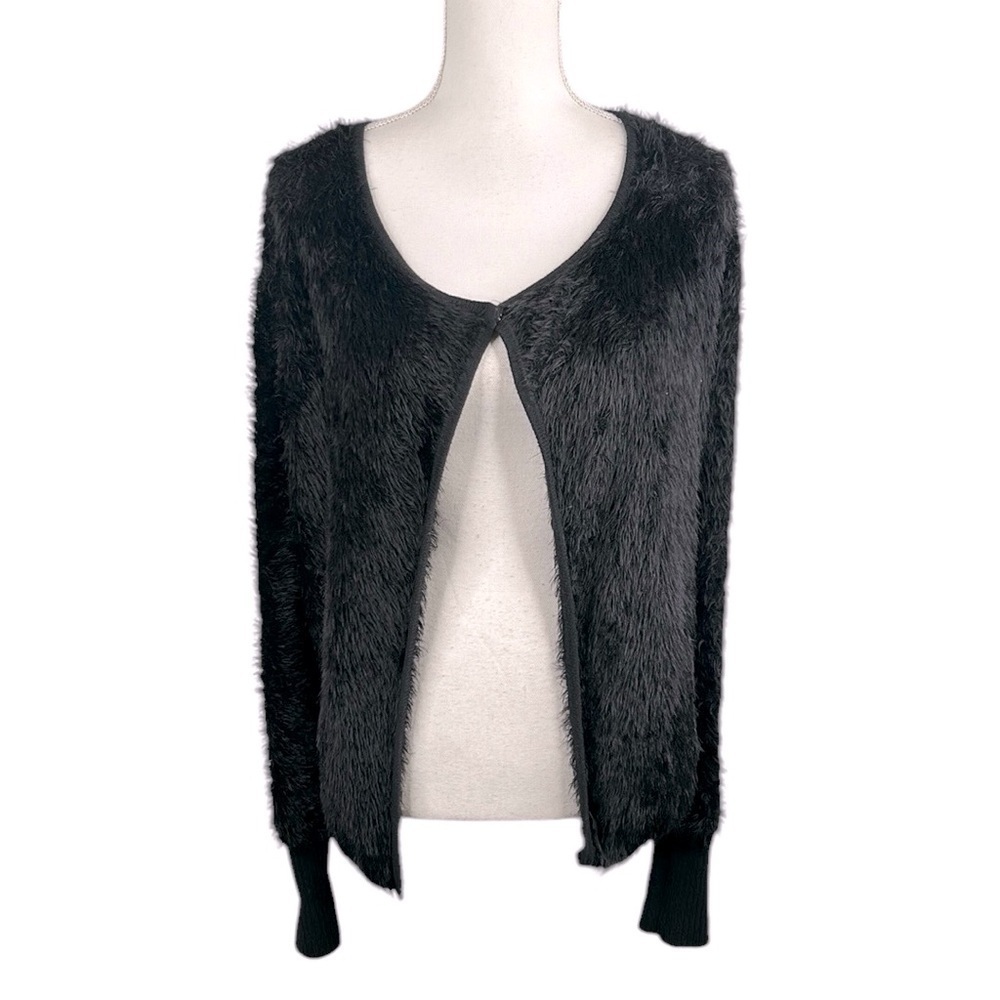 Michael Stars Black Fuzzy Long Sleeve Cardigan Sweater Size XS